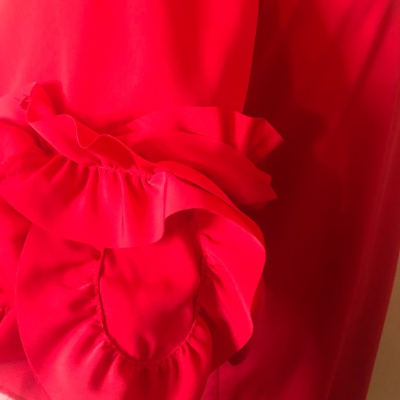 NWOT RED HOT ALFANI midi sheath dress w/ 3/4 ruffle sleeves - Picture 7 of 8